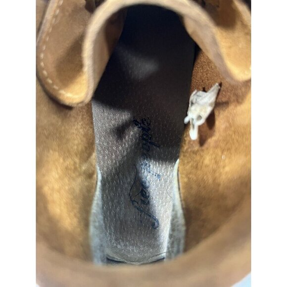 Free People Ashton Ankle Soft Suede Lace Booties Shoes tan size 8 - Picture 12 of 16